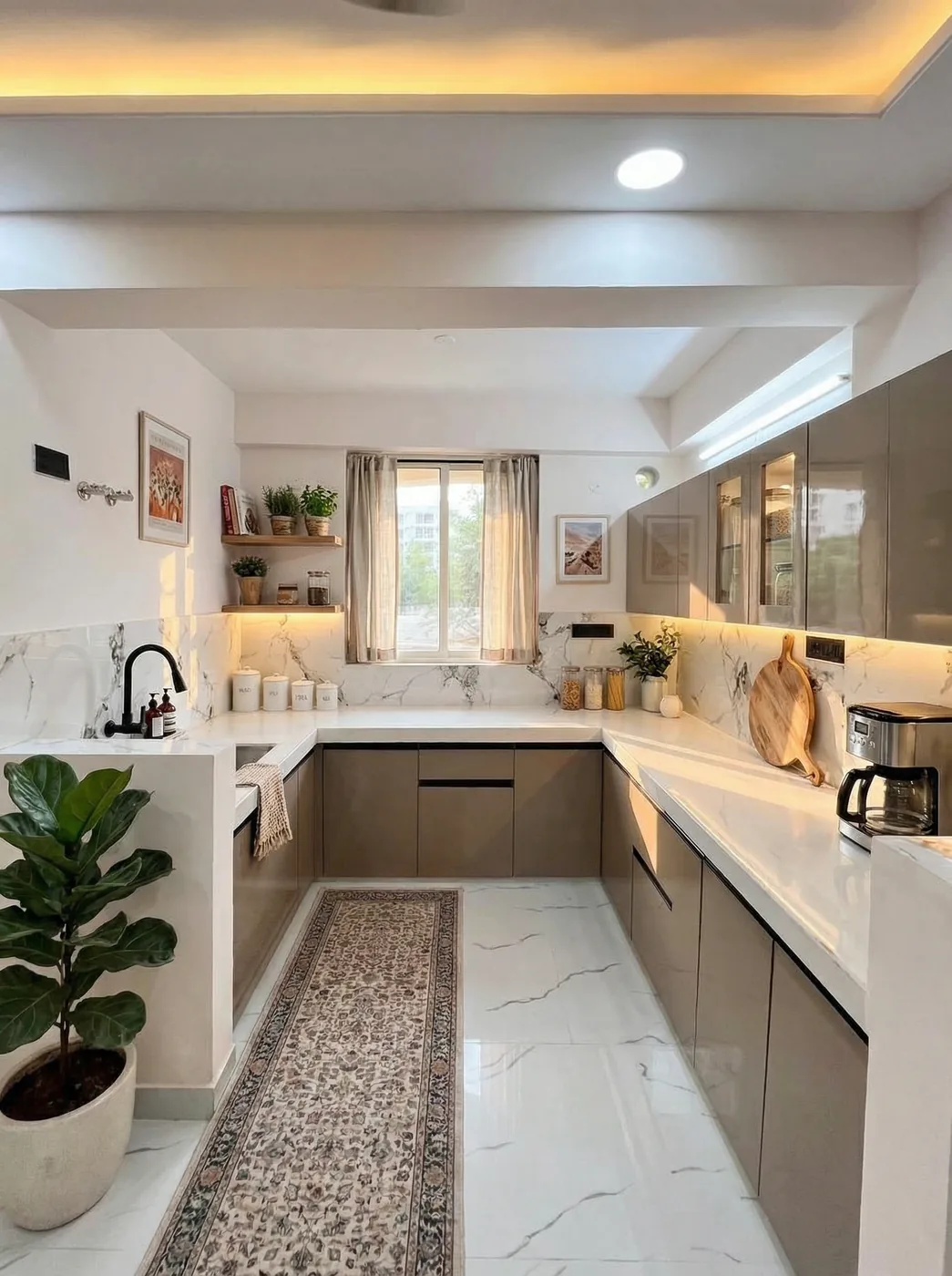 Marble-finish kitchen